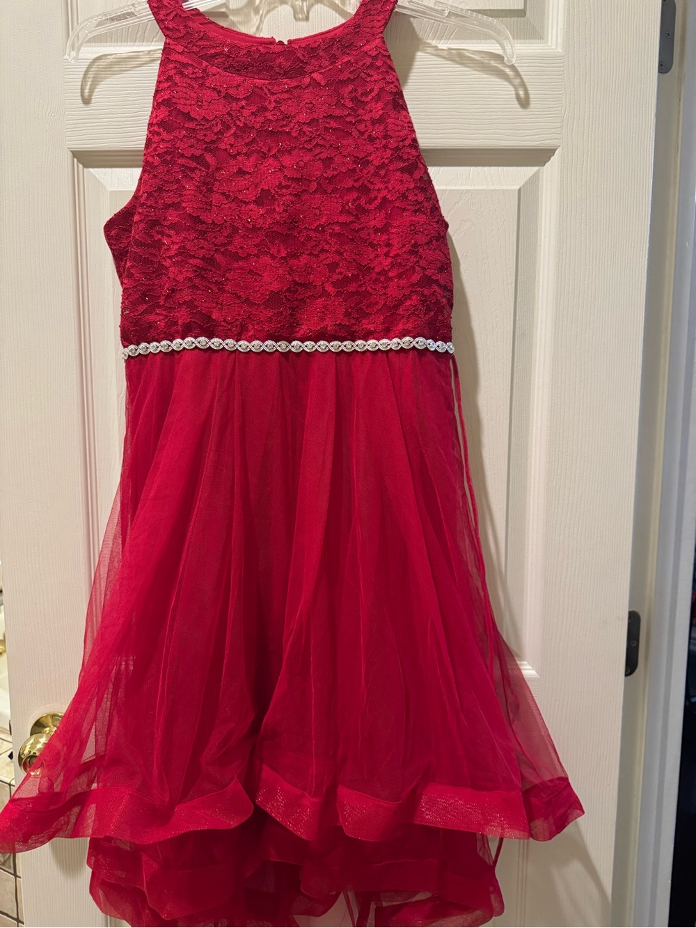 Speechless Girls Red Lace & Tulle High-Neck Party Dress